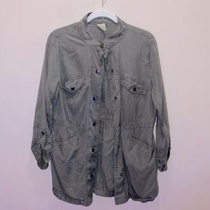 Green button up jacket women